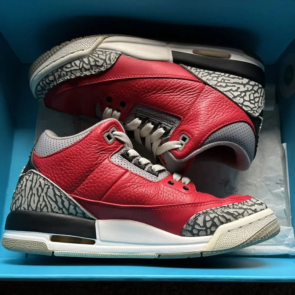 Nike Air Jordan 3 Retro SE Red Cement Shoes Youth Size 5.5Y Red Black CQ0488-600